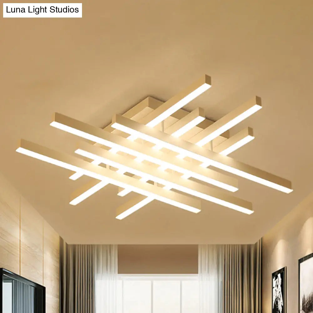 Modern Led Flushmount Lighting For Living Room - 31’/39’ Wide Traverse Acrylic Shade Lamp In
