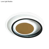 Modern Led Flushmount Lighting In White And Black Acrylic - Square/Round Design