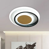 Modern Led Flushmount Lighting In White And Black Acrylic - Square/Round Design Black - White /