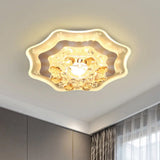 Modern Led Flushmount Recessed Lighting: Geometric & Round Crystal Ceiling Light For Foyer Clear /