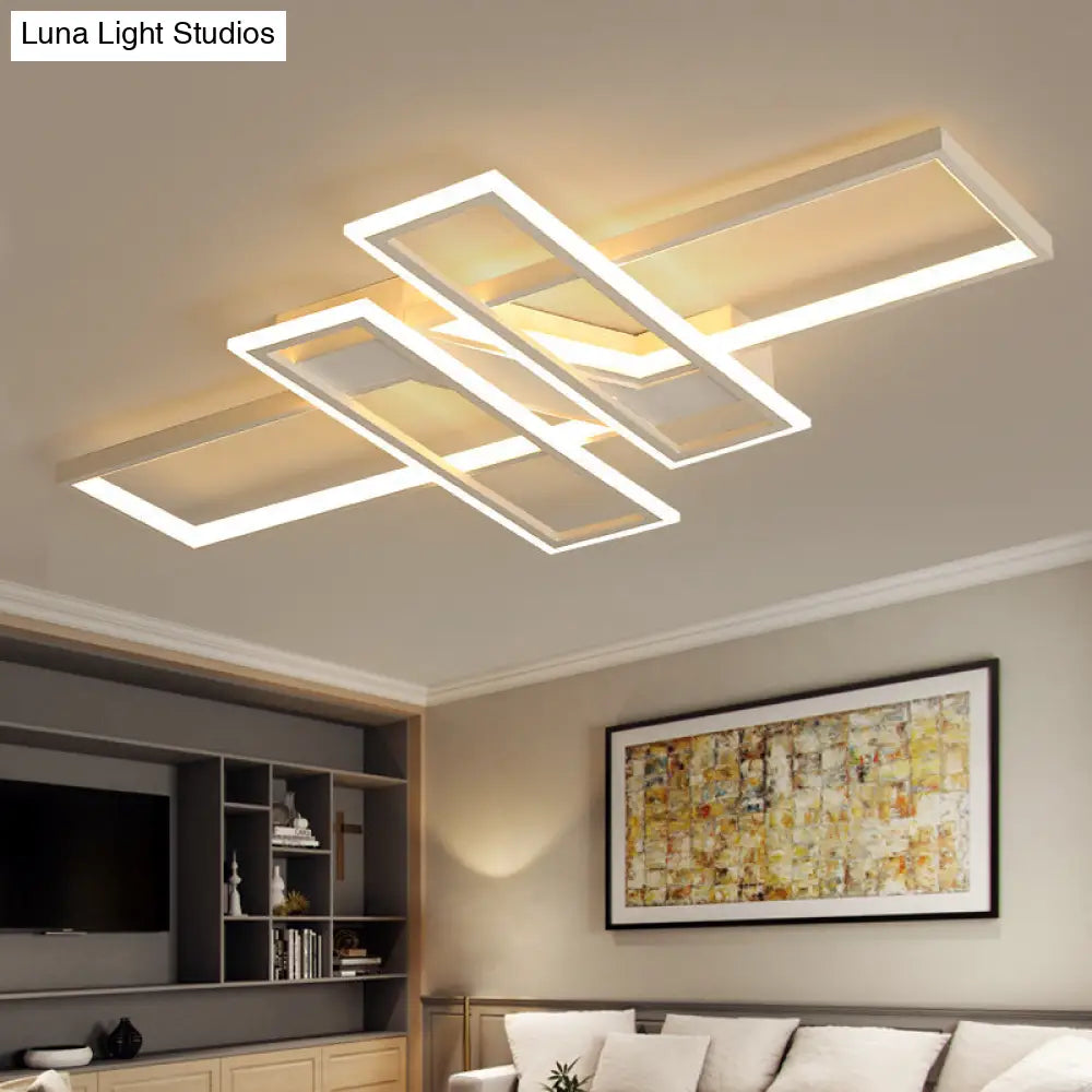 Modern Led Frame Ceiling Mount Light For Living Room - Acrylic Semi Flush Fixture