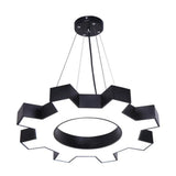 Modern Led Gear Shaped Gym Pendant Lighting: Metallic & Stylish Hanging Light Fixture