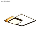 Modern Led Geometric Ceiling Light In Black/White Flush Mount 18’/21.5’ Wide White/Warm