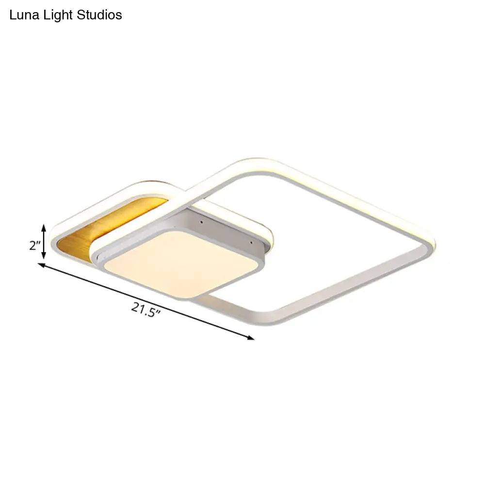 Modern Led Geometric Ceiling Light In Black/White Flush Mount 18’/21.5’ Wide White/Warm