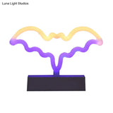 Modern Led Geometrical Nightstand Lamp - White Plastic Bedside Light For Bedroom