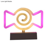 Modern Led Geometrical Nightstand Lamp - White Plastic Bedside Light For Bedroom
