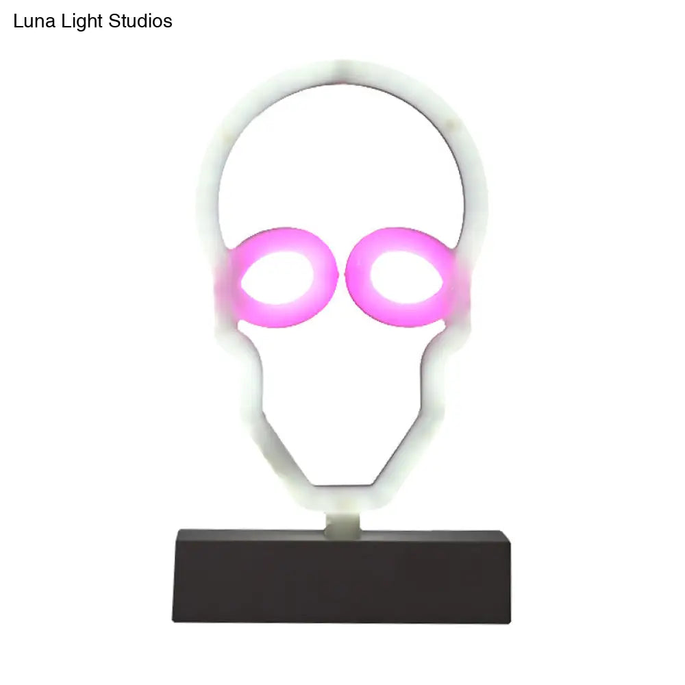 Modern Led Geometrical Nightstand Lamp - White Plastic Bedside Light For Bedroom
