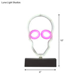Modern Led Geometrical Nightstand Lamp - White Plastic Bedside Light For Bedroom
