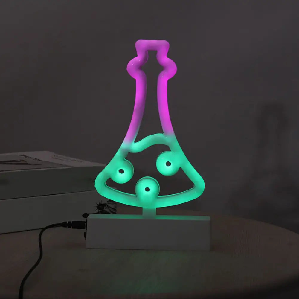 Modern Led Geometrical Nightstand Lamp - White Plastic Bedside Light For Bedroom / B