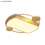 Modern Led Gold Ceiling Flush Mount Metal Round & Rectangle Light Fixture 16’/19.5’ Wide