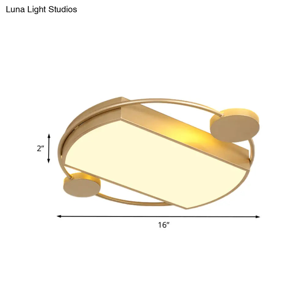 Modern Led Gold Ceiling Flush Mount Metal Round & Rectangle Light Fixture 16’/19.5’ Wide