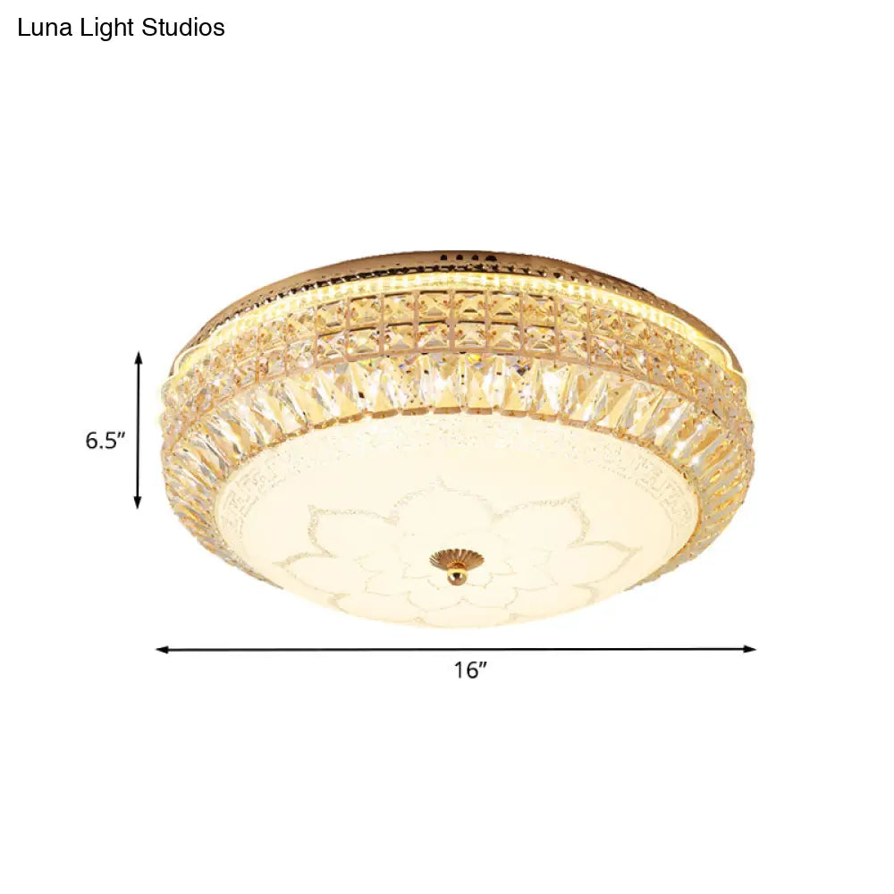 Modern Led Gold Crystal Flush Mount For Living Room
