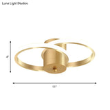 Modern Led Gold Flush Mount Ceiling Lamp - Acrylic Dual Loop Light Fixture For Corridor