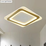 Modern Led Gold Flush Mount Lamp Metallic Square/Round Shape Options 16’/19.5’ Wide
