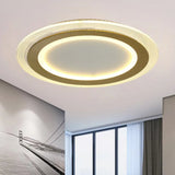 Modern Led Gold Flush Mount Lamp Metallic Square/Round Shape Options 16’/19.5’ Wide / 16’ Round