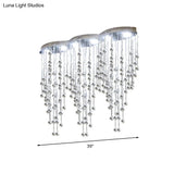 Modern Led Gold Flush Mount Raindrop Crystal Ceiling Lamp For Living Room