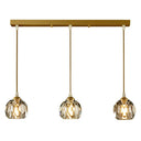 Modern Led Gold Suspension Pendant Light With Crystal Geometric Design