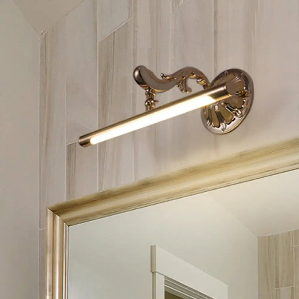 Modern Led Gold Vanity Mirror Light For Bathroom - Wall Mounted Tube Shaped Lamp Metallic Finish