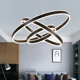 Modern Led Hoop Hanging Chandelier 2/3-Tier Aluminum Black / 3 Tiers