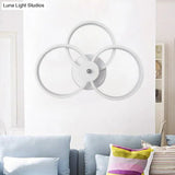 Modern Led Hoop Wall Lamp With Acrylic Lighting - Black/White 2/3 Lights In Warm/White/Second Gear
