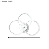 Modern Led Hoop Wall Lamp With Acrylic Lighting - Black/White 2/3 Lights In Warm/White/Second Gear