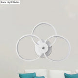 Modern Led Hoop Wall Lamp With Acrylic Lighting - Black/White 2/3 Lights In Warm/White/Second Gear