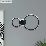 Modern Led Hoop Wall Lamp With Acrylic Lighting - Black/White 2/3 Lights In Warm/White/Second Gear