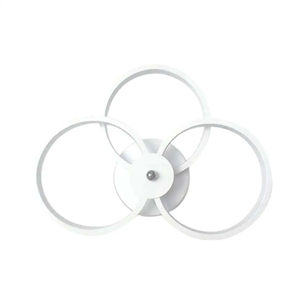 Modern Led Hoop Wall Lamp With Acrylic Lighting - Black/White 2/3 Lights In Warm/White/Second Gear 3