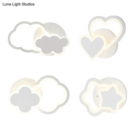 Modern Led Indoor Wall Lighting For Kids - White Acrylic Mount Light