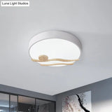 Modern Led Iron Flush Mount Ceiling Lamp For Bedroom - White/Grey Finish 16’/19.5’ Wide