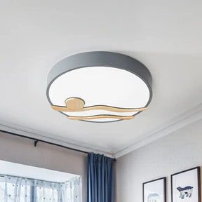 Modern Led Iron Flush Mount Ceiling Lamp For Bedroom - White/Grey Finish 16’/19.5’ Wide Grey / 16’