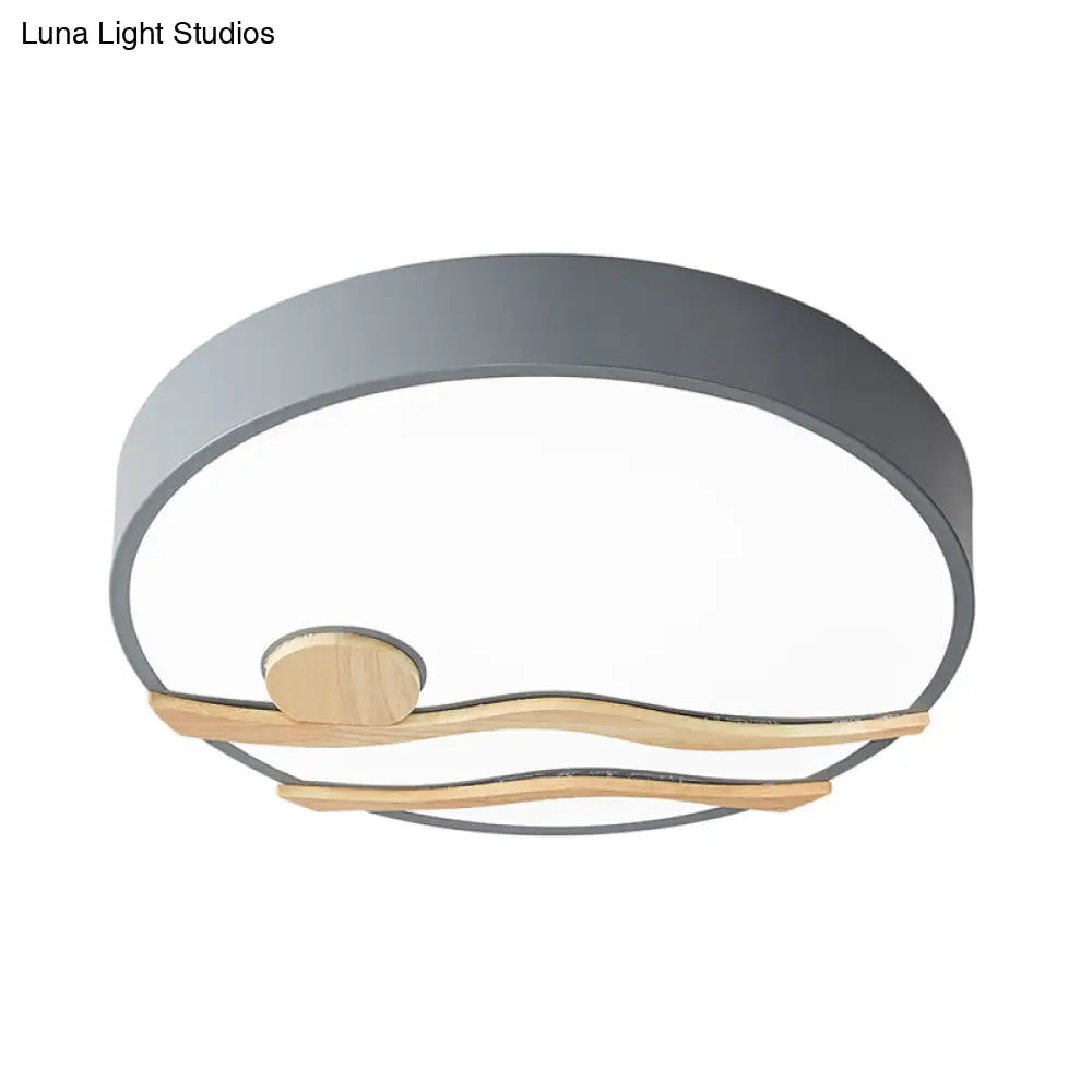 Modern Led Iron Flush Mount Ceiling Lamp For Bedroom - White/Grey Finish 16’/19.5’ Wide