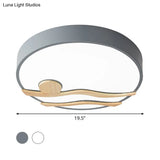 Modern Led Iron Flush Mount Ceiling Lamp For Bedroom - White/Grey Finish 16’/19.5’ Wide