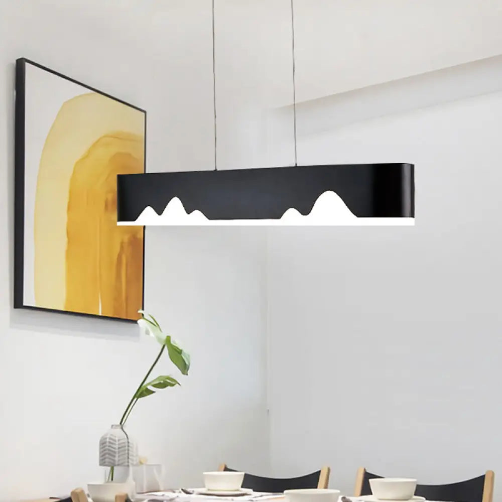 Modern LED Linear Chandelier - White/Black/Green - Rectangular Design - Hanging Ceiling Light in White/Warm Light