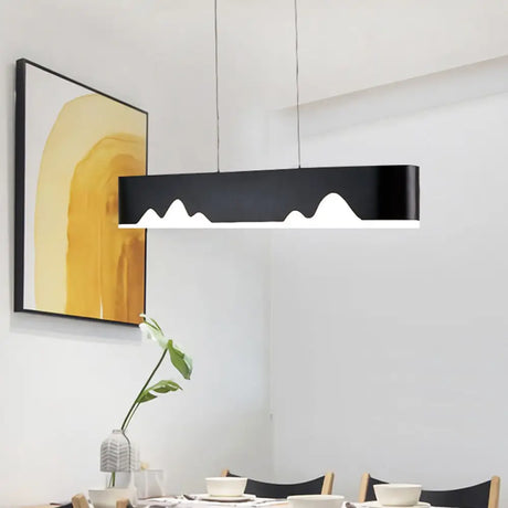 Modern LED Linear Chandelier - White/Black/Green - Rectangular Design - Hanging Ceiling Light in White/Warm Light