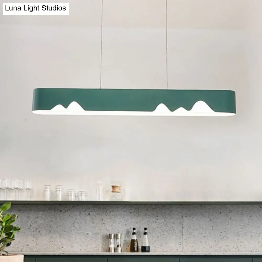 Modern LED Linear Chandelier - White/Black/Green - Rectangular Design - Hanging Ceiling Light in White/Warm Light