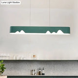 Modern LED Linear Chandelier - White/Black/Green - Rectangular Design - Hanging Ceiling Light in White/Warm Light
