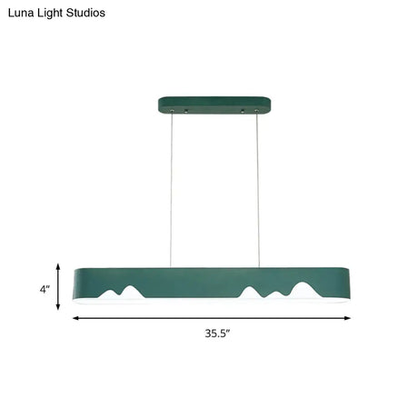 Modern LED Linear Chandelier - White/Black/Green - Rectangular Design - Hanging Ceiling Light in White/Warm Light