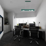 Modern LED Linear Chandelier - White/Black/Green - Rectangular Design - Hanging Ceiling Light in White/Warm Light
