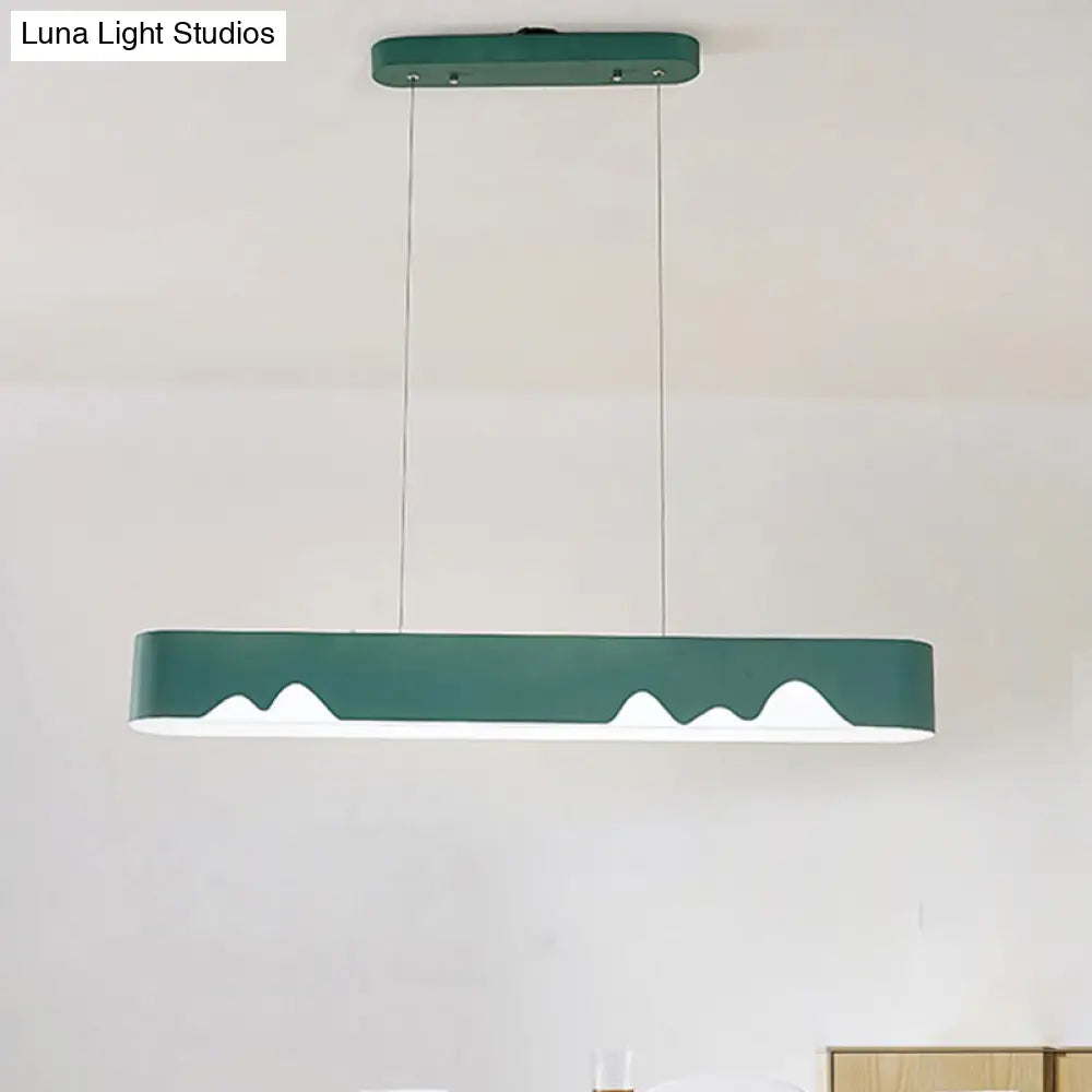 Modern LED Linear Chandelier - White/Black/Green - Rectangular Design - Hanging Ceiling Light in White/Warm Light