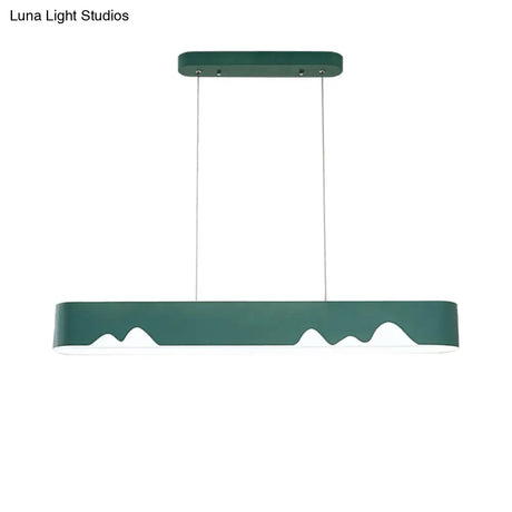 Modern LED Linear Chandelier - White/Black/Green - Rectangular Design - Hanging Ceiling Light in White/Warm Light