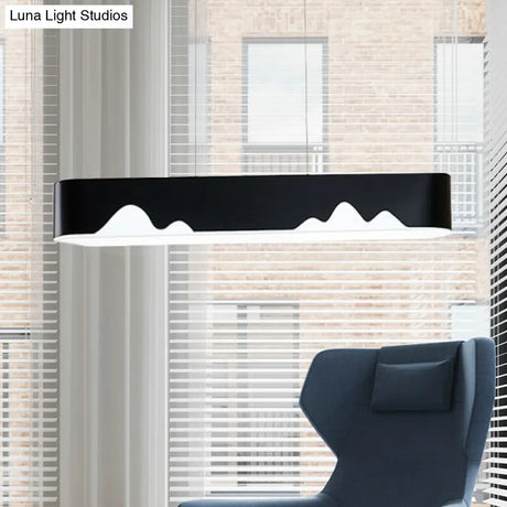 Modern LED Linear Chandelier - White/Black/Green - Rectangular Design - Hanging Ceiling Light in White/Warm Light