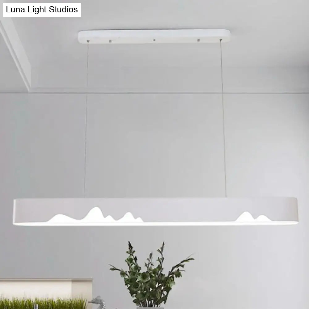 Modern LED Linear Chandelier - White/Black/Green - Rectangular Design - Hanging Ceiling Light in White/Warm Light