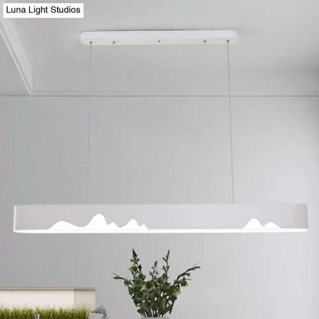 Modern LED Linear Chandelier - White/Black/Green - Rectangular Design - Hanging Ceiling Light in White/Warm Light