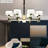Modern Led Living Room Chandelier: Round Simplicity In Black Metal