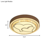 Modern Led Loving Heart Flush Ceiling Light With Acrylic Crystal Shade - Brown/White | White/3