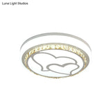 Modern Led Loving Heart Flush Ceiling Light With Acrylic Crystal Shade - Brown/White | White/3