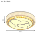 Modern Led Loving Heart Flush Ceiling Light With Acrylic Crystal Shade - Brown/White | White/3