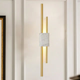 Modern Led Marble Rectangle Wall Light With Slim Tube Detail In White/Warm White/Green Color Option