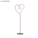 Modern Led Metal Floor Reading Lamp With Heart-Shaped Stand Coffee Finish